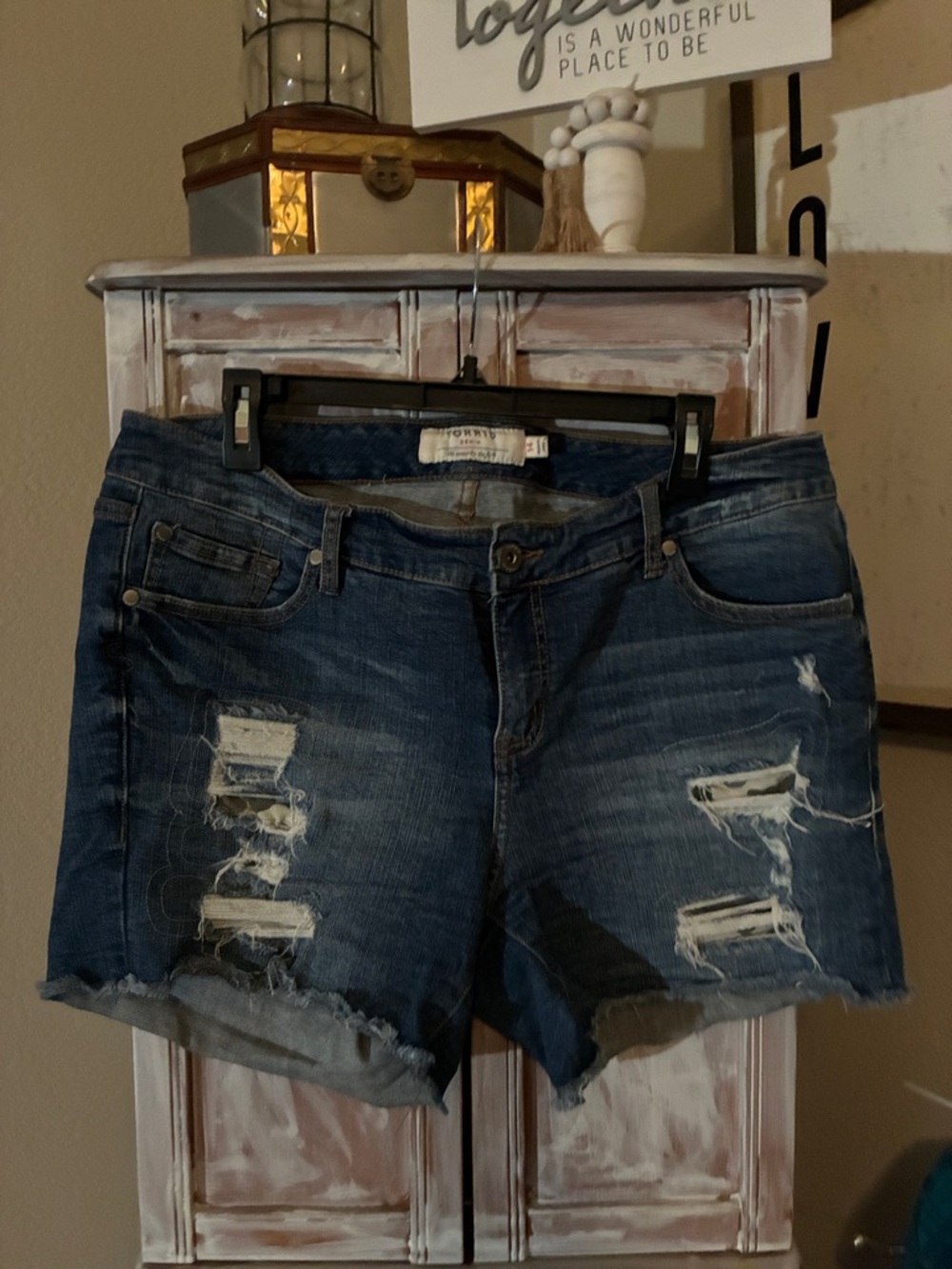 torrid Distressed Dark Indigo Denim Jean Shorts